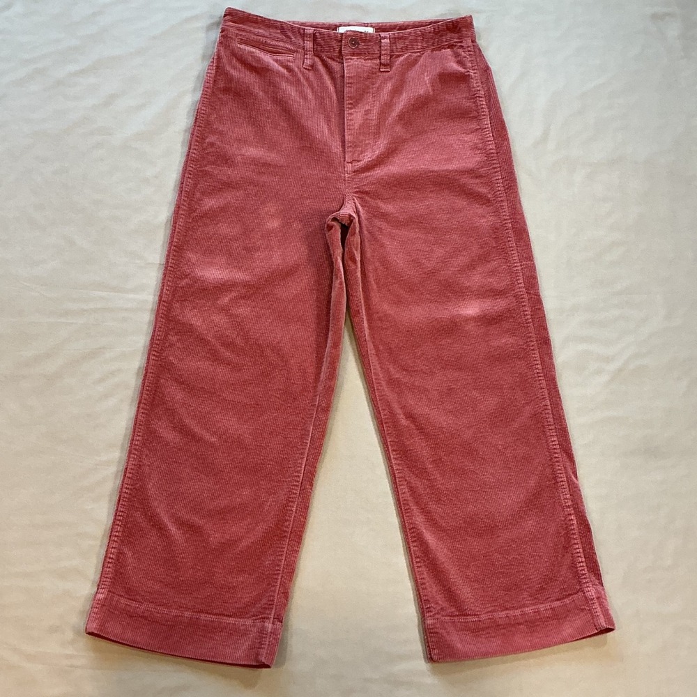 Madewell Pants Womens 28 Orange Corduroy Slim Emmett Wide Leg Crop High Rise